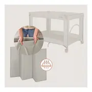Patut pliant, Lionelo, Amelie, Cu intrare laterala, 100.5&times;70.5 cm, Include salteluta, roti, geanta pentru transport, Constructie usoara- 7 kg, Cadru stabil din otel, Bej BYNLO-AMELIE_BEIGE_SAND
