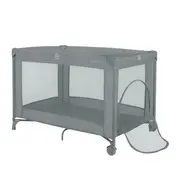 Patut pliant, Lionelo, Amelie, Cu intrare laterala, 100.5&times;70.5 cm, Include salteluta, roti, geanta pentru transport, Constructie usoara- 7 kg, Cadru stabil din otel, Gri BYNLO-AMELIE_GREY_CONCRETE