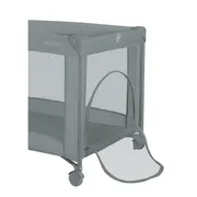 Patut pliant, Lionelo, Amelie, Cu intrare laterala, 100.5&times;70.5 cm, Include salteluta, roti, geanta pentru transport, Constructie usoara- 7 kg, Cadru stabil din otel, Gri BYNLO-AMELIE_GREY_CONCRETE