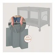 Patut pliant, Lionelo, Amelie, Cu intrare laterala, 100.5&times;70.5 cm, Include salteluta, roti, geanta pentru transport, Constructie usoara- 7 kg, Cadru stabil din otel, Gri BYNLO-AMELIE_GREY_CONCRETE