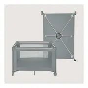 Patut pliant, Lionelo, Amelie, Cu intrare laterala, 100.5&times;70.5 cm, Include salteluta, roti, geanta pentru transport, Constructie usoara- 7 kg, Cadru stabil din otel, Gri BYNLO-AMELIE_GREY_CONCRETE