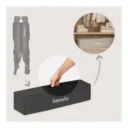Patut pliant, Lionelo, Amelie, Cu intrare laterala, 100.5&times;70.5 cm, Include salteluta, roti, geanta pentru transport, Constructie usoara- 7 kg, Cadru stabil din otel, Negru BYNLO-AMELIE_BLACK_CARBON