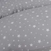 Perna pentru alaptat, Ceba Baby, Husa detasabila din bumbac, Cu puf siliconizat, 150x60x37 cm, Oeko-Tex Standard 100, Basic Grey Stars BYNW-709-000-739