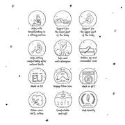 Perna pentru alaptat, Ceba Baby, Husa detasabila din bumbac, Cu puf siliconizat, 150x60x37 cm, Oeko-Tex Standard 100, Basic Grey Stars BYNW-709-000-739