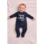 Salopeta bleumarin cu botosei pentru bebelusi cu mesaj bp4-17