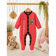 Salopeta corai din bumbac pentru bebelusi cu botosei, koala bp118-3