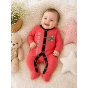 Salopeta corai din bumbac pentru bebelusi cu botosei, koala bp118-3