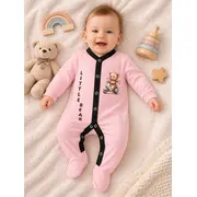 Salopeta din bumbac pentru bebelusi cu botosei, little bear bp118-2