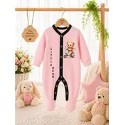 Salopeta din bumbac pentru bebelusi cu botosei, little bear bp118-2