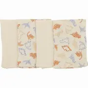 Set 4 lavete, Bubaba, Din muselina, Dimensiune 40x40 cm, Pentru spalarea si ingrijirea fetei si a corpului bebelusului dupa masa sau baita, Beige Animals BYN87783