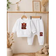 Trening alb pentru bebelusi din bumbac, alb, ursulet bnb01-3-6