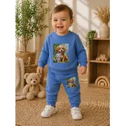 Trening pentru bebelusi din bumbac, albastru, best friends bnb01-310