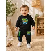 Trening pentru bebelusi din bumbac, negru, best friends bnb01-3-8