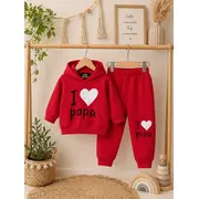Trening rosu pentru bebelusi din bumbac, i love papa bnb01-3-7