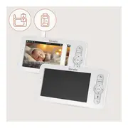 Video monitor, Lionelo, Babyline 9.2. AI, 5 inch, Camera Full HD, Zoom digital 4x, Aplicatie, Tehnologia AI cu detectare a miscarii, Recunoasterea motivului plansului, Melodii, Zgomote albe, Mod nocturn, Alb BYNLOC-BABYLINE_9.2_AI