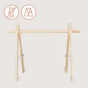 Arcada de activitati Montessori, Lionelo, Anis, Din lemn de pin, Jucarii plus, 4 jucarii suspendate, Stimuleaza simturile, Pliere rapida, 0+ luni, Multicolor BYNLO-ANIS