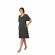 Camasa noapte maternitate si alaptare, Frida Mom, Marime universala XS-XL, Vascosa, Deschidere frontala pentru alaptare, Deschidere spate pentru nastere, Gri BYNFRIDGGYRG