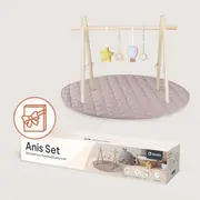 Centru de activitati, Lionelo, Anis Set, Cu arcada Montessori, Din lemn de pin, Jucarii plus, 4 jucarii suspendate, Stimuleaza simturile, Pliere rapida, Salteluta moale antiderapanta, 0+ luni, Multicolor BYNLO-ANIS_SET