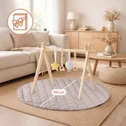 Centru de activitati, Lionelo, Anis Set, Cu arcada Montessori, Din lemn de pin, Jucarii plus, 4 jucarii suspendate, Stimuleaza simturile, Pliere rapida, Salteluta moale antiderapanta, 0+ luni, Multicolor BYNLO-ANIS_SET