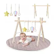 Centru de activitati, Lionelo, Anis Set, Cu arcada Montessori, Din lemn de pin, Jucarii plus, 4 jucarii suspendate, Stimuleaza simturile, Pliere rapida, Salteluta moale antiderapanta, 0+ luni, Multicolor BYNLO-ANIS_SET