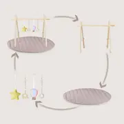 Centru de activitati, Lionelo, Anis Set, Cu arcada Montessori, Din lemn de pin, Jucarii plus, 4 jucarii suspendate, Stimuleaza simturile, Pliere rapida, Salteluta moale antiderapanta, 0+ luni, Multicolor BYNLO-ANIS_SET