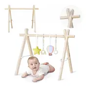 Centru de activitati, Lionelo, Anis Set, Cu arcada Montessori, Din lemn de pin, Jucarii plus, 4 jucarii suspendate, Stimuleaza simturile, Pliere rapida, Salteluta moale antiderapanta, 0+ luni, Multicolor BYNLO-ANIS_SET