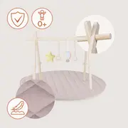 Centru de activitati, Lionelo, Anis Set, Cu arcada Montessori, Din lemn de pin, Jucarii plus, 4 jucarii suspendate, Stimuleaza simturile, Pliere rapida, Salteluta moale antiderapanta, 0+ luni, Multicolor BYNLO-ANIS_SET