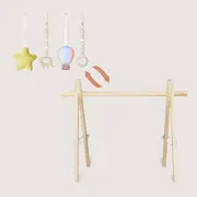 Centru de activitati, Lionelo, Anis Set, Cu arcada Montessori, Din lemn de pin, Jucarii plus, 4 jucarii suspendate, Stimuleaza simturile, Pliere rapida, Salteluta moale antiderapanta, 0+ luni, Multicolor BYNLO-ANIS_SET