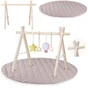 Centru de activitati, Lionelo, Anis Set, Cu arcada Montessori, Din lemn de pin, Jucarii plus, 4 jucarii suspendate, Stimuleaza simturile, Pliere rapida, Salteluta moale antiderapanta, 0+ luni, Multicolor BYNLO-ANIS_SET