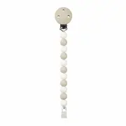 Clema pentru suzeta, Nattou, 100% silicon fara BPA, Cu sistem de prindere la suzeta, Cu margele, 30x7x18 cm, Neutru/Alb BYN874434