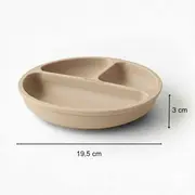 Farfurie compartimentata, Bocioland, Rotunda, Cu 3 compartimente, Fara BPA, 6-36 luni, Beige BYNBL588