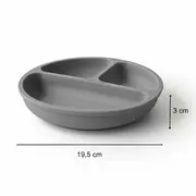 Farfurie compartimentata, Bocioland, Rotunda, Cu 3 compartimente, Fara BPA, 6-36 luni, Dark grey BYNBL590