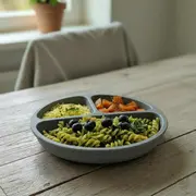 Farfurie compartimentata, Bocioland, Rotunda, Cu 3 compartimente, Fara BPA, 6-36 luni, Dark grey BYNBL590