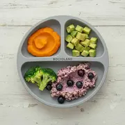 Farfurie compartimentata, Bocioland, Rotunda, Cu 3 compartimente, Fara BPA, 6-36 luni, Gray BYNBL589