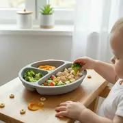 Farfurie compartimentata, Bocioland, Rotunda, Cu 3 compartimente, Fara BPA, 6-36 luni, Gray BYNBL589