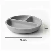 Farfurie compartimentata, Bocioland, Rotunda, Cu 3 compartimente, Fara BPA, 6-36 luni, Gray BYNBL589