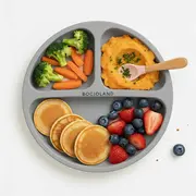 Farfurie compartimentata, Bocioland, Rotunda, Cu 3 compartimente, Fara BPA, 6-36 luni, Gray BYNBL589