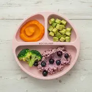 Farfurie compartimentata, Bocioland, Rotunda, Cu 3 compartimente, Fara BPA, 6-36 luni, Pink BYNBL587