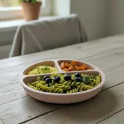 Farfurie compartimentata, Bocioland, Rotunda, Cu 3 compartimente, Fara BPA, 6-36 luni, Pink BYNBL587