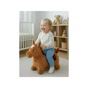 Jucarie gonflabila de plus cu sunete, Baby Mix, In forma de calut, Husa moale detasabila, Cu pompa inclusa, Pana la 70 kg, 36 luni+ BYN56429