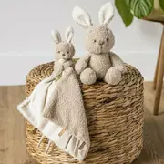 Jucarie plus bebelusi, Nattou, Baby Rabbit, 24 cm, Material moale, Stimuleaza simtul tactil si motricitatea fina, Prieten de joaca si mangaiere, 0 luni+, Bej BYN856331