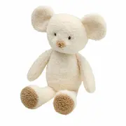 Jucarie plus bebelusi, Nattou, Cuddly Mouse, 24 cm, Material moale si pufos, Stimuleaza simtul tactil si motricitatea fina, Prieten de joaca si mangaiere, 0 luni+, Bej BYN856027