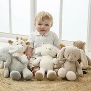 Jucarie plus bebelusi, Nattou, Cuddly Mouse, 24 cm, Material moale si pufos, Stimuleaza simtul tactil si motricitatea fina, Prieten de joaca si mangaiere, 0 luni+, Bej BYN856027