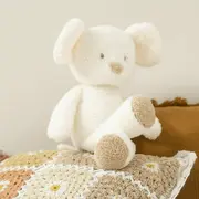 Jucarie plus bebelusi, Nattou, Cuddly Mouse, 24 cm, Material moale si pufos, Stimuleaza simtul tactil si motricitatea fina, Prieten de joaca si mangaiere, 0 luni+, Bej BYN856027