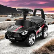 Masinuta de impins, Baby Mix, Racer, Pana la 25 kg, Cu volan, Cu sunete, Cu suport jucarii sub sezut si spatar confortabil, 12 luni+, Black BYN45832