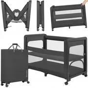 Patut multifunctional, Lionelo, Patty, 5 in 1, 0- 36 luni, Co-sleeper, Tarc de joaca, Patut de calatorie, Laterala rabatabila, 2 trepte reglare saltea, Roti, Husa transport inclusa, Gri BYNLO-PATTY_GREY_GRAPHITE