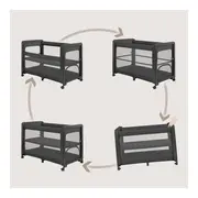 Patut multifunctional, Lionelo, Patty, 5 in 1, 0- 36 luni, Co-sleeper, Tarc de joaca, Patut de calatorie, Laterala rabatabila, 2 trepte reglare saltea, Roti, Husa transport inclusa, Gri BYNLO-PATTY_GREY_GRAPHITE