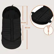 Sac de iarna, Lionelo, Oli, Pentru carucior, landou sau scaun auto, 101x45 cm, Impermeabil, Rezistent pana la -20 grade, Extensibil, Negru BYNLO-OLI_BLACK