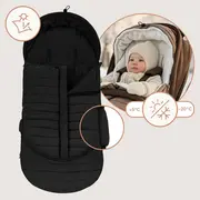 Sac de iarna, Lionelo, Oli, Pentru carucior, landou sau scaun auto, 101x45 cm, Impermeabil, Rezistent pana la -20 grade, Extensibil, Negru BYNLO-OLI_BLACK