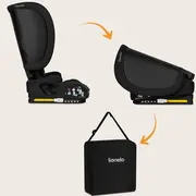 Scaun auto pliabil, Lionelo, Orin, i-Size, 100-150 cm, Tetiera reglabila in 14 pozitii, Spatar in 4 pozitii, Isofix+Top Tether, Sezut ergonomic, Husa transport, Suport sticla, Negru Carbon BYNLO-ORIN_I-SIZE_BLACK_CARBON